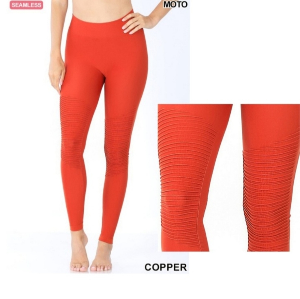Zenana Outfitters Copper Moto Leggings